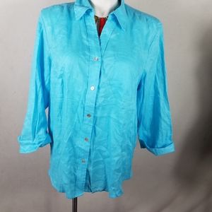 dressbarn Woman Blue Button Up Shirt Size 22/24W.